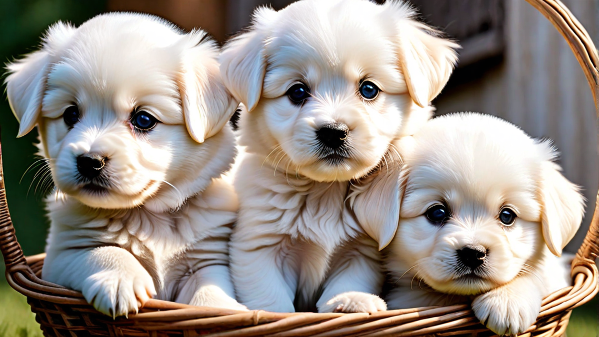 A Basket Full of Bichon Frise Puppies