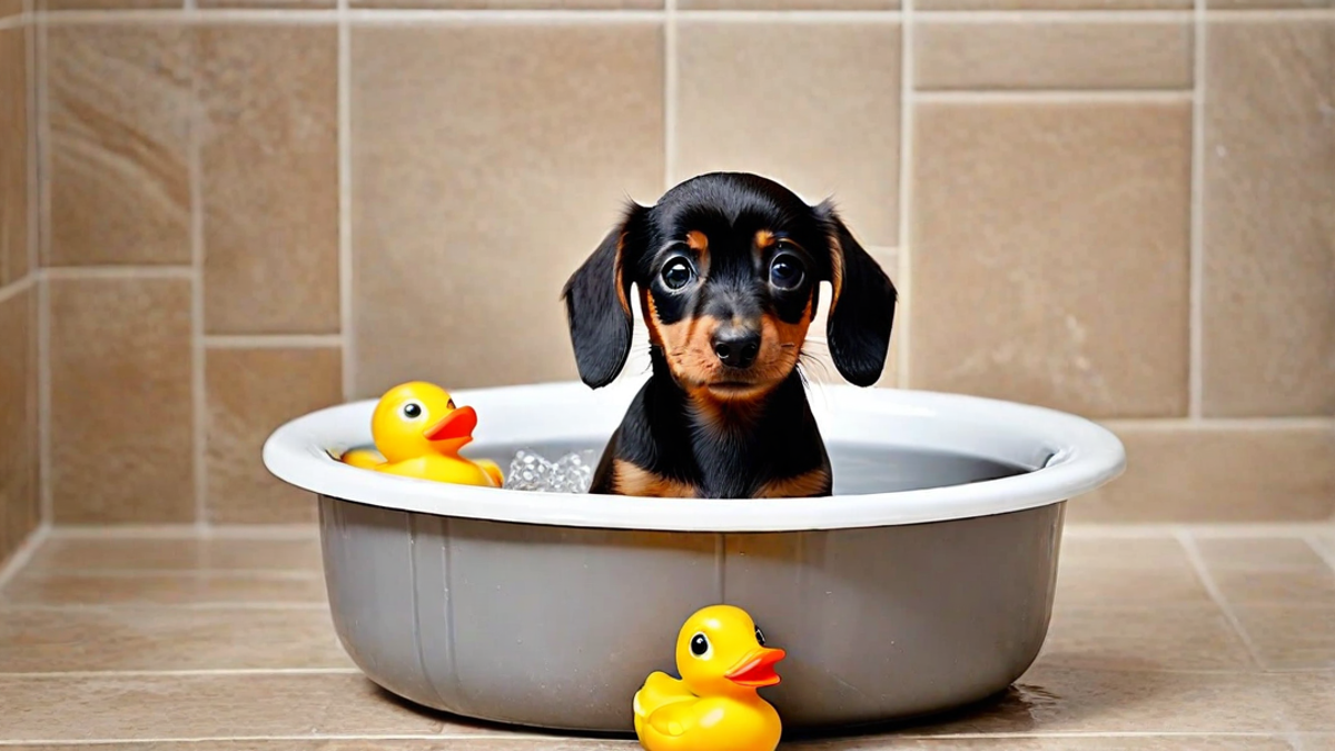 A Dachshund Puppy’s First Bath Experience