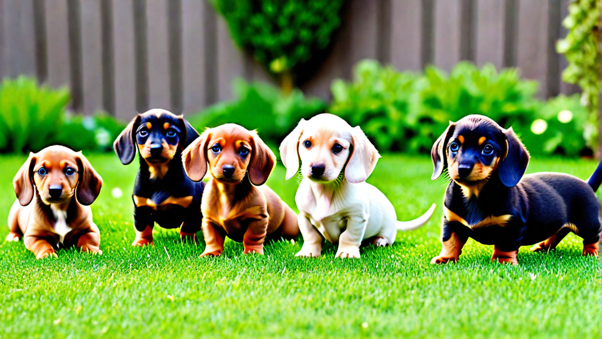 A Litter of Colorful Dachshund Puppies