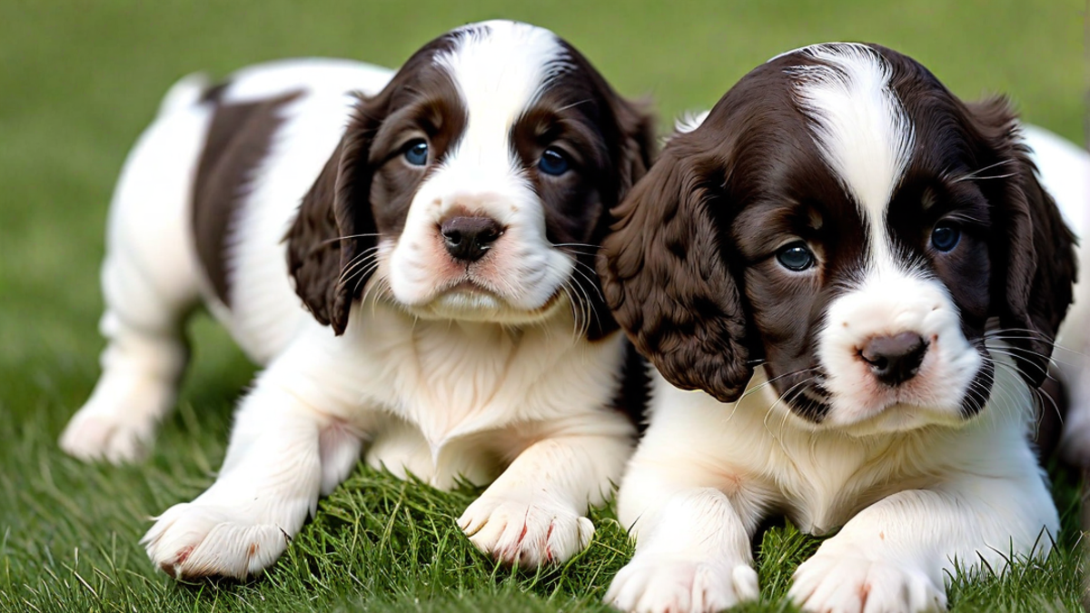 A Pile of Springer Spaniel Puppies Asleep After Play