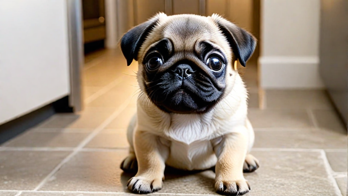 A Pug Puppy’s Excitement for Dinner Time