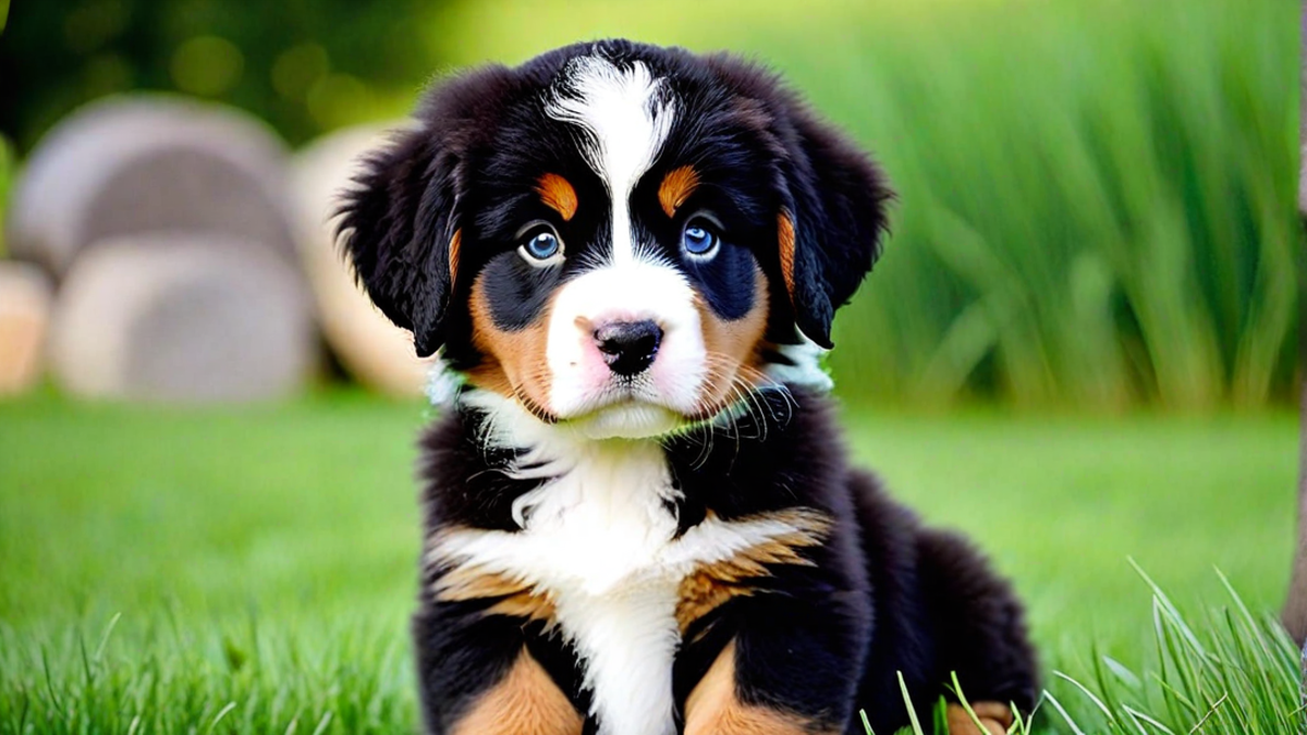 A Single Bernese Puppy with Big, Dreamy Eyes