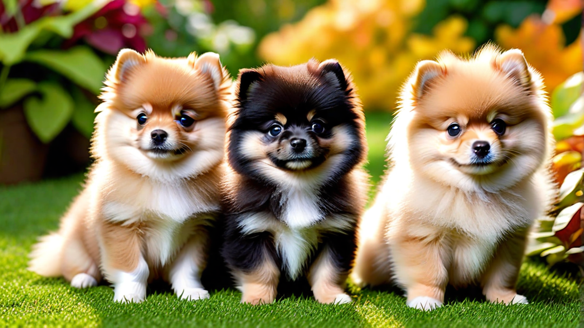 A Trio of Pomeranian Puppies on an Adventure