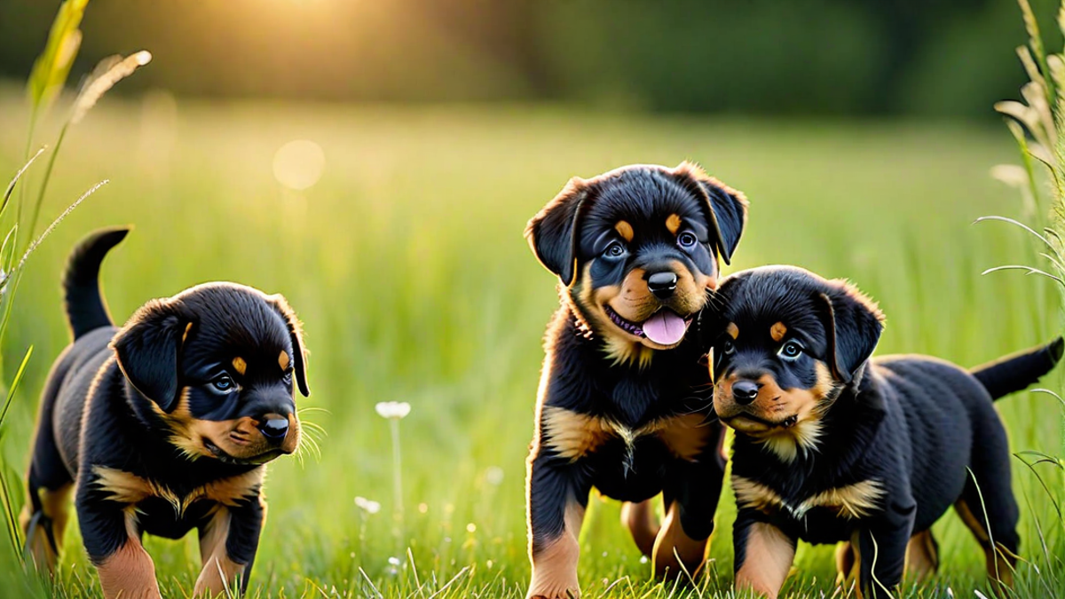 A Trio of Rottweiler Puppies on an Adventure