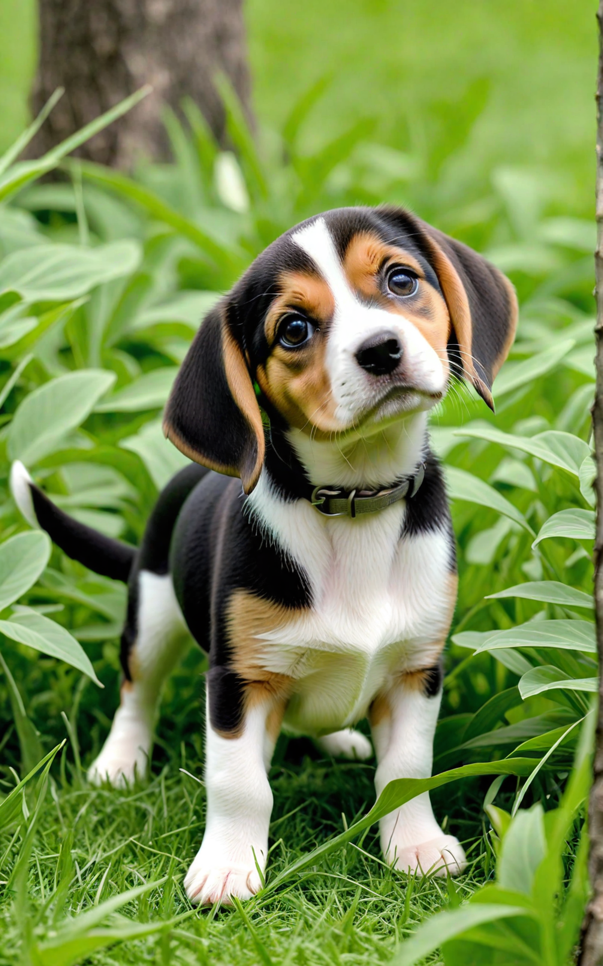 Adorable Beagle Puppy Lying in the Grass