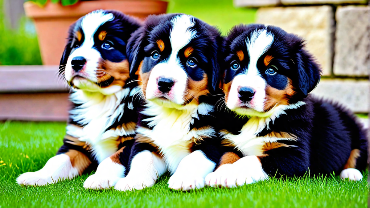 Adorable Bernese Mountain Dog Puppies Together