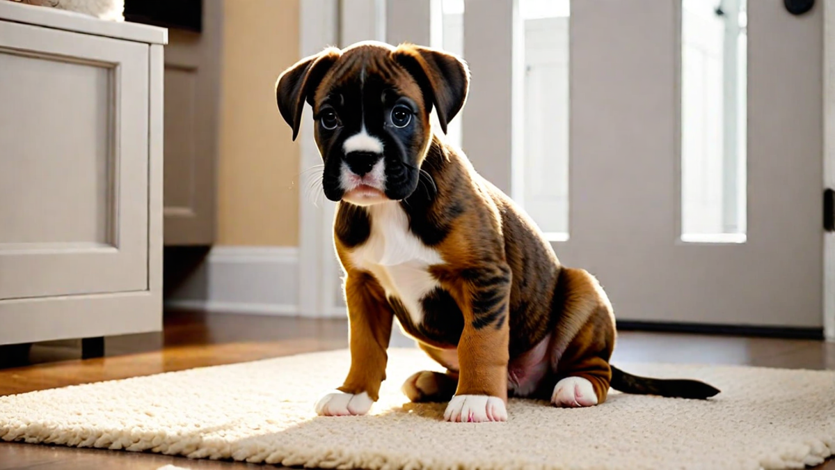 Adorable Boxer Puppy Taking First Steps