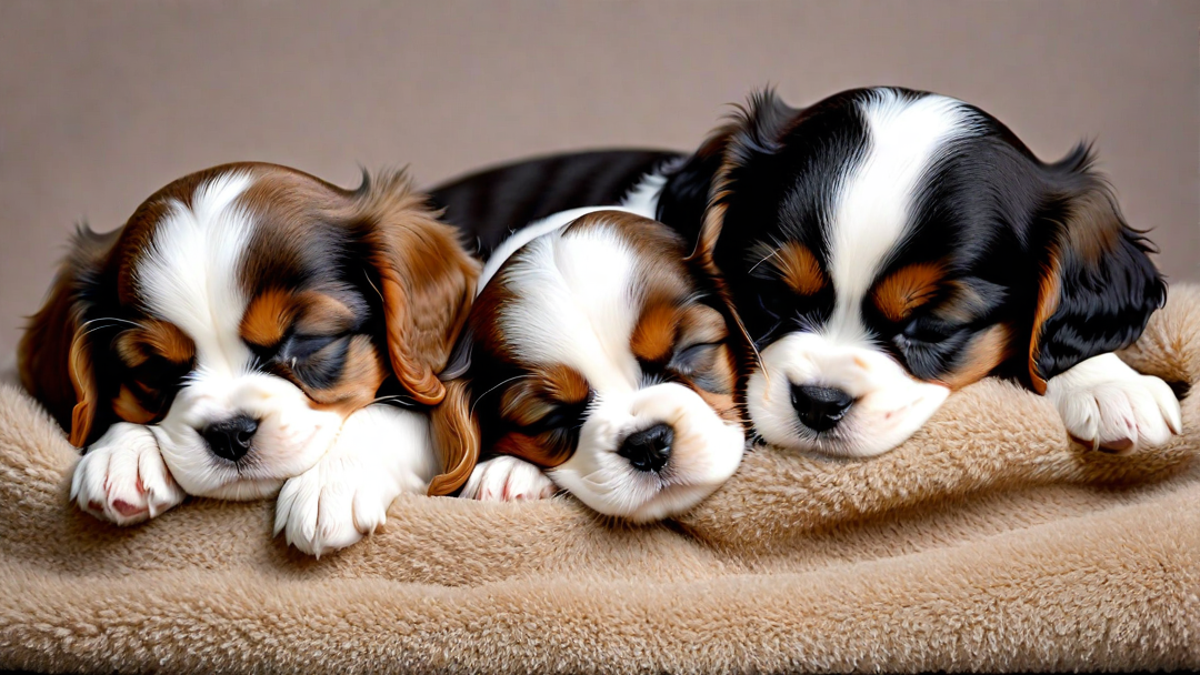 Adorable Cavalier King Charles Spaniel Puppies Sleeping