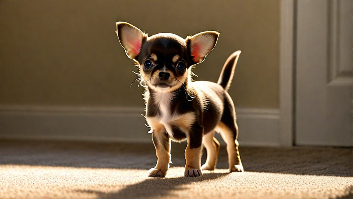 Adorable Chihuahua Puppy Taking Its First Steps