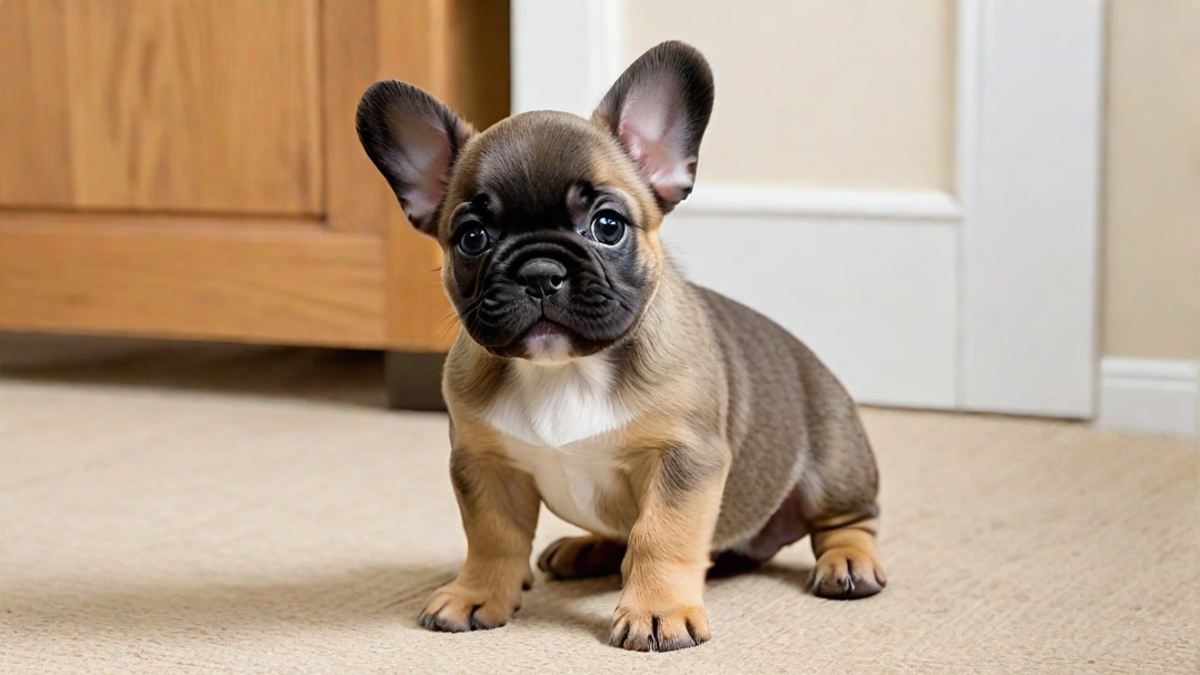 Adorable French Bulldog Puppy Taking Its First Steps