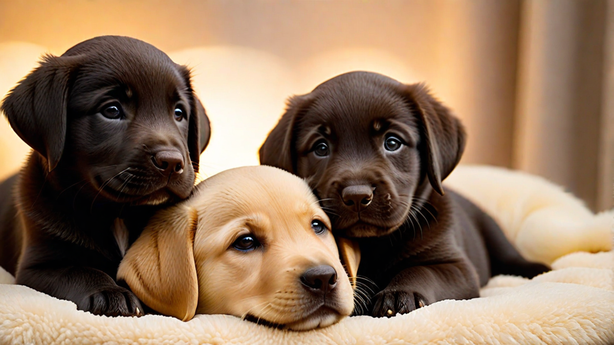 Adorable Labrador Retriever Puppies Snuggling Together