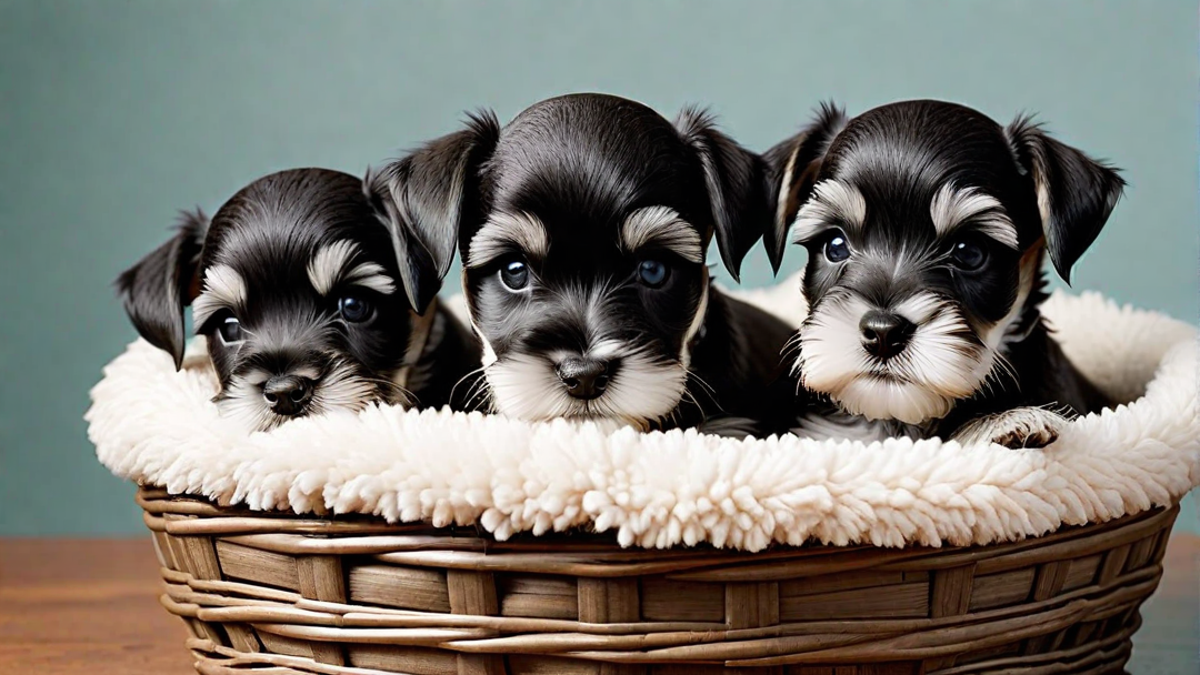 Adorable Miniature Schnauzer Puppies Together