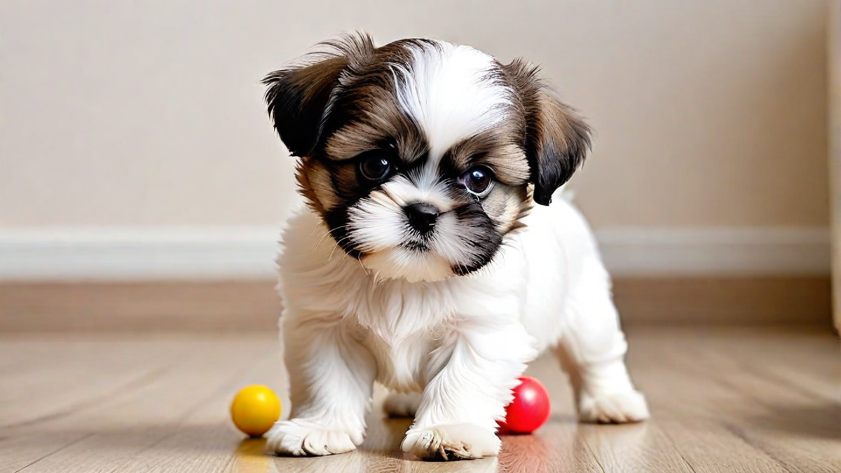 Adorable Shih Tzu Puppy Playing with Toy