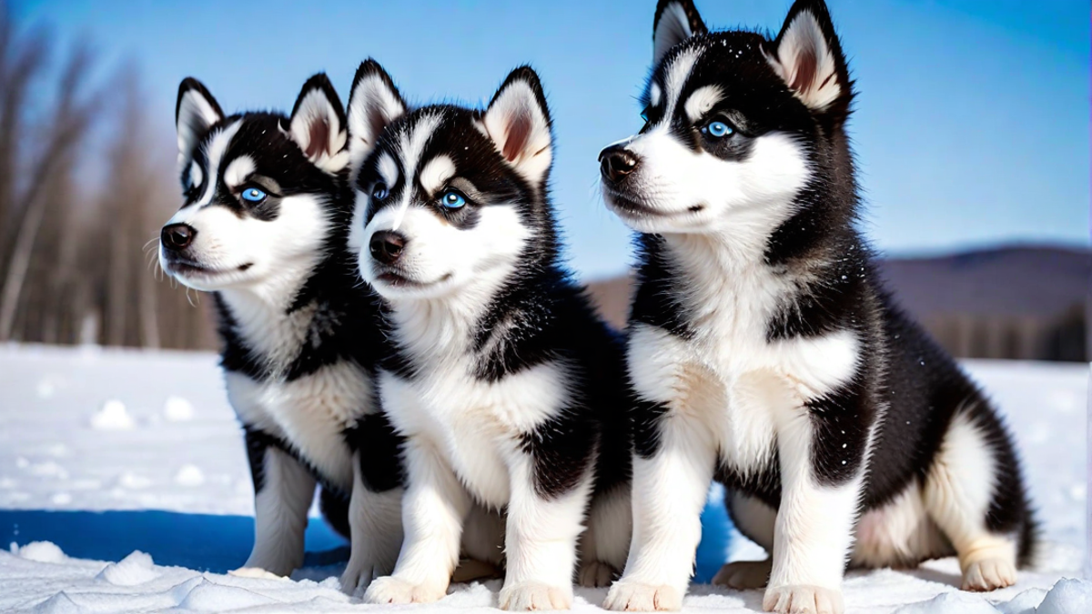 Adorable Siberian Husky Puppies in the Snow