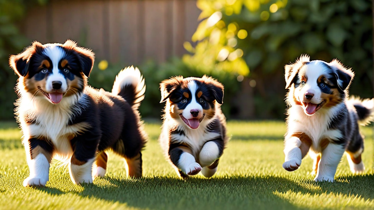 Australian Shepherd Puppies Chasing Their Tails