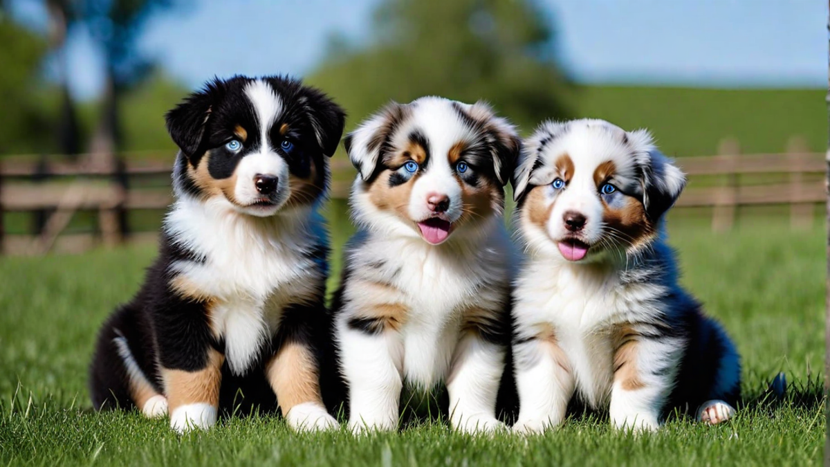 Australian Shepherd Puppies with Bright Blue Eyes