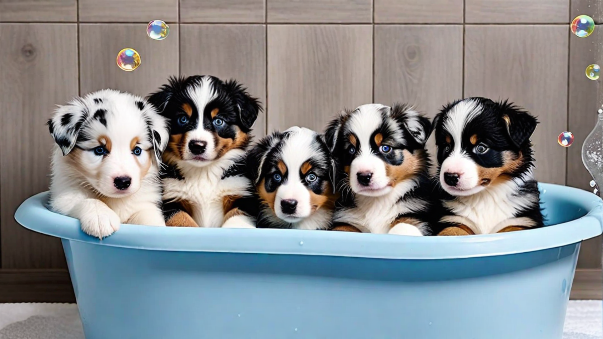 Bath Time Fun with Aussie Puppies