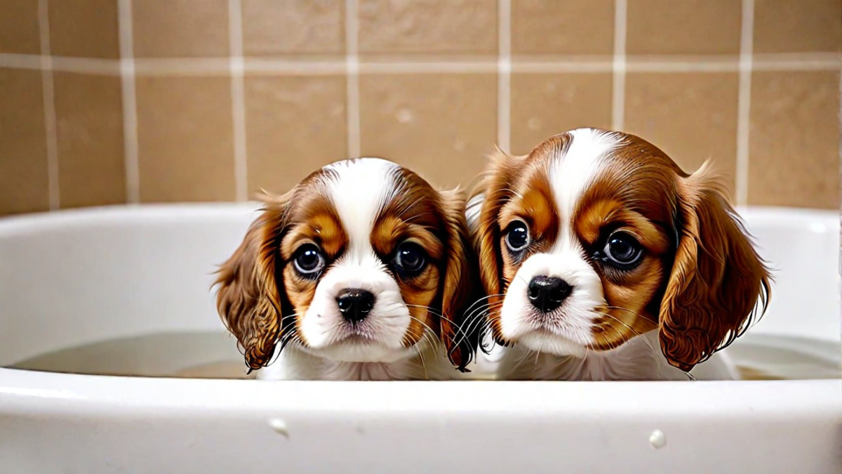 Bath Time for Cavalier Puppies