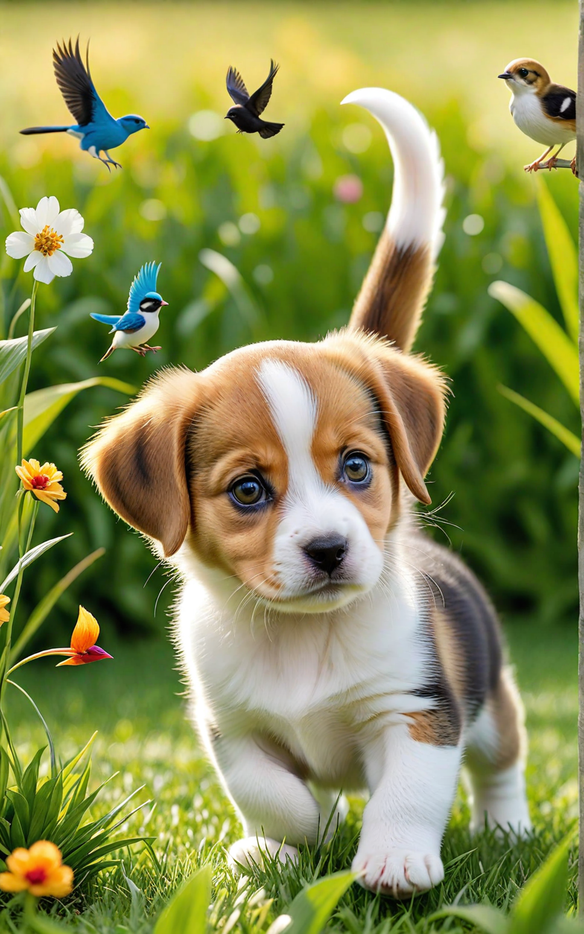 Beagle Puppy Meeting New Friends