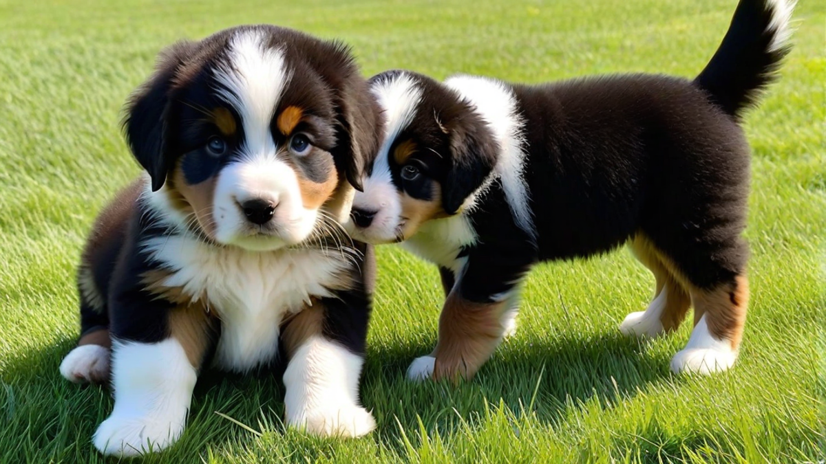 Bernese Mountain Dog Puppies Meeting Other Animals