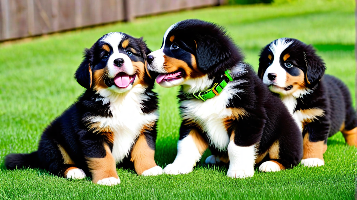 Bernese Puppies and Their First Collars