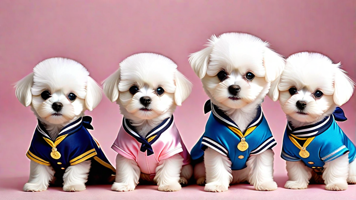 Bichon Frise Puppies Dressed in Tiny Outfits