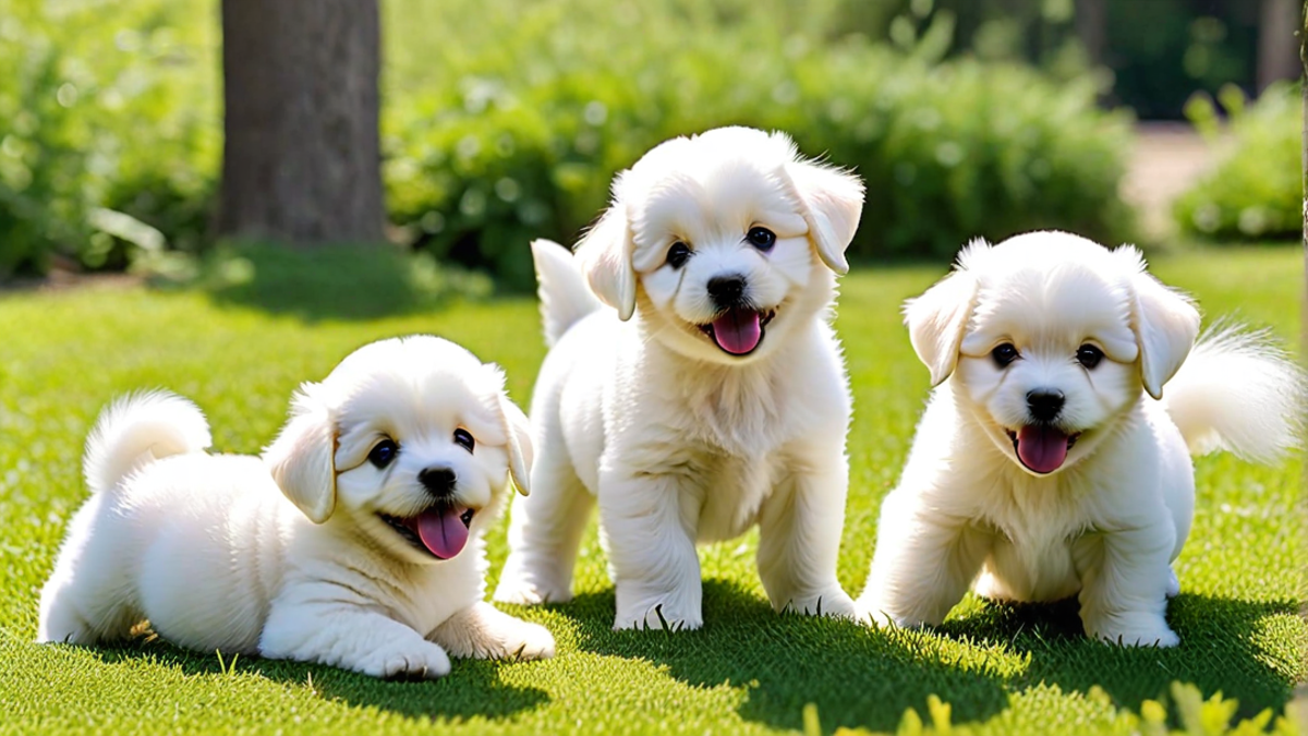 Bichon Frise Puppies Meeting a New Friend