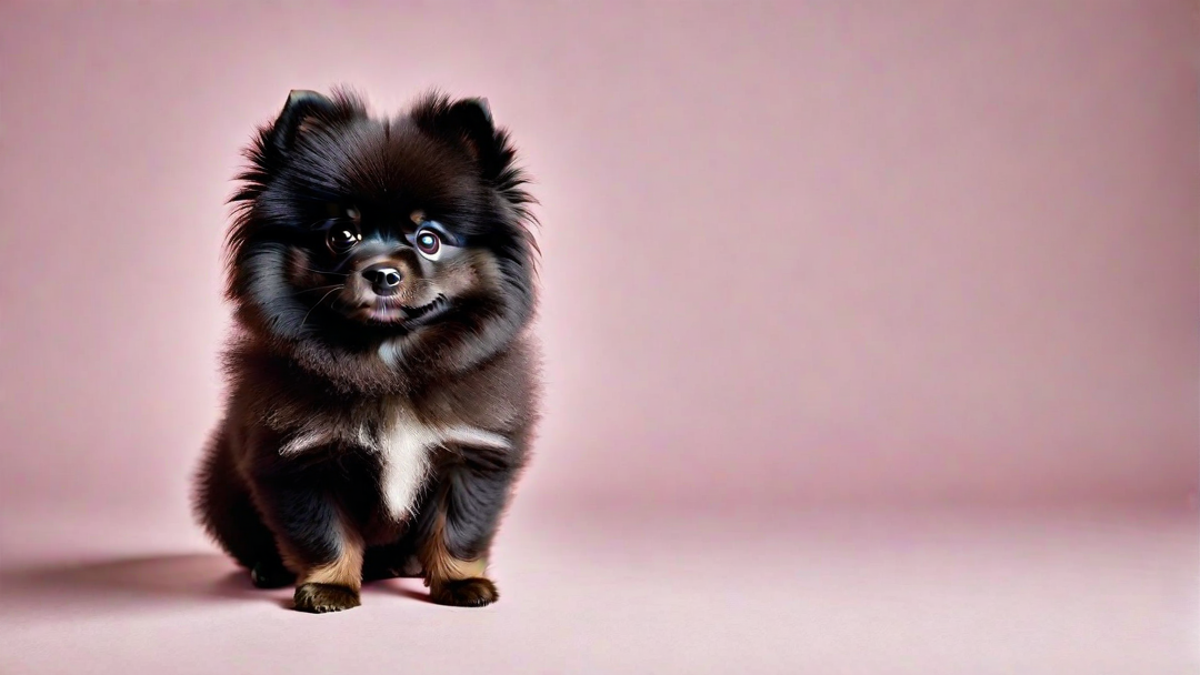 Black Pomeranian Puppy Looking Curious