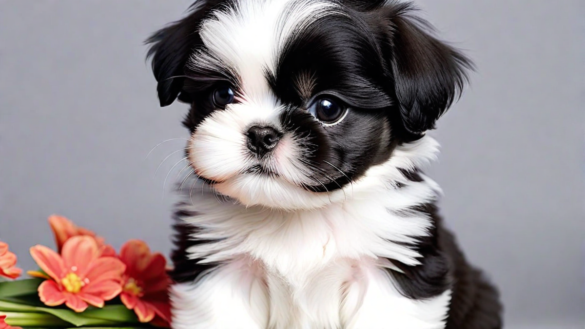 Black and White Shih Tzu Puppy Smiling