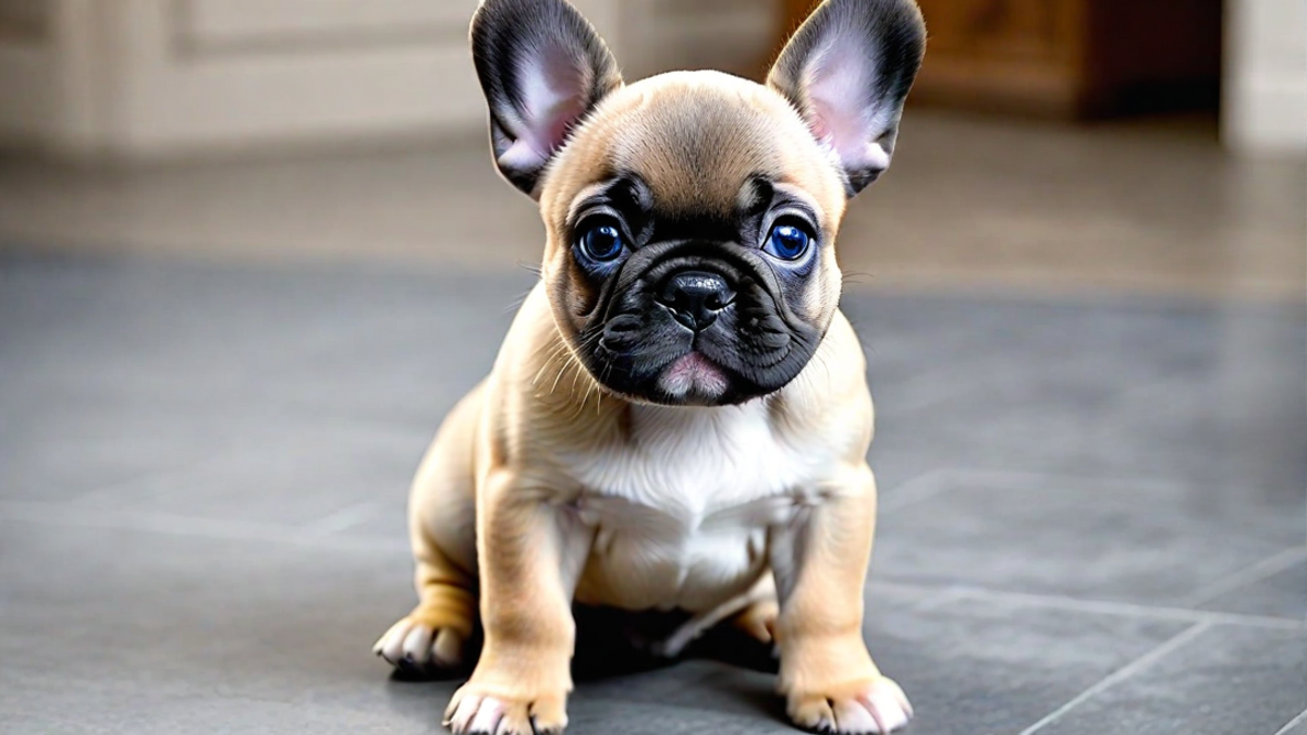 Blue-eyed French Bulldog Puppy Looking Into the Camera