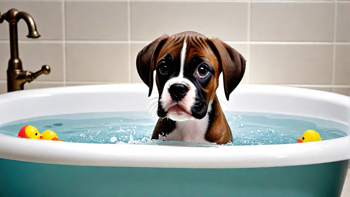 Boxer Puppy Bath Time Fun