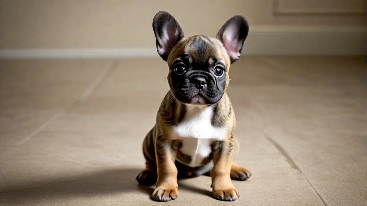 Brindle French Bulldog Puppy Looking Mischevious