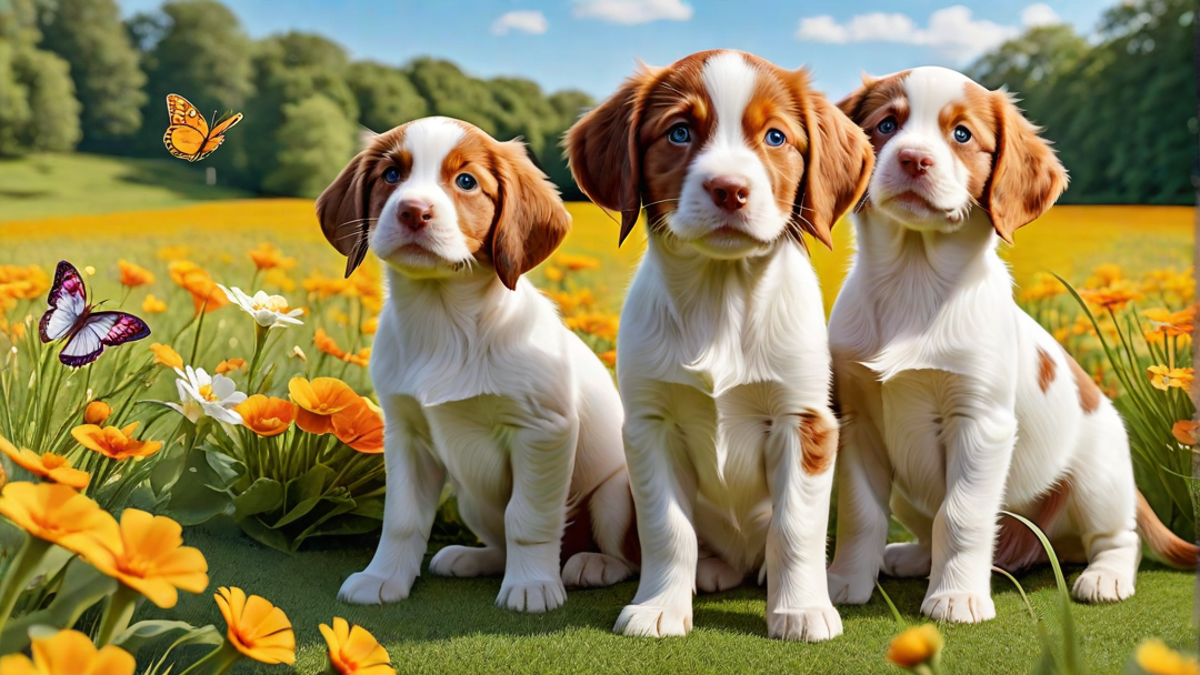 Brittany Spaniel Puppies Meeting New Friends