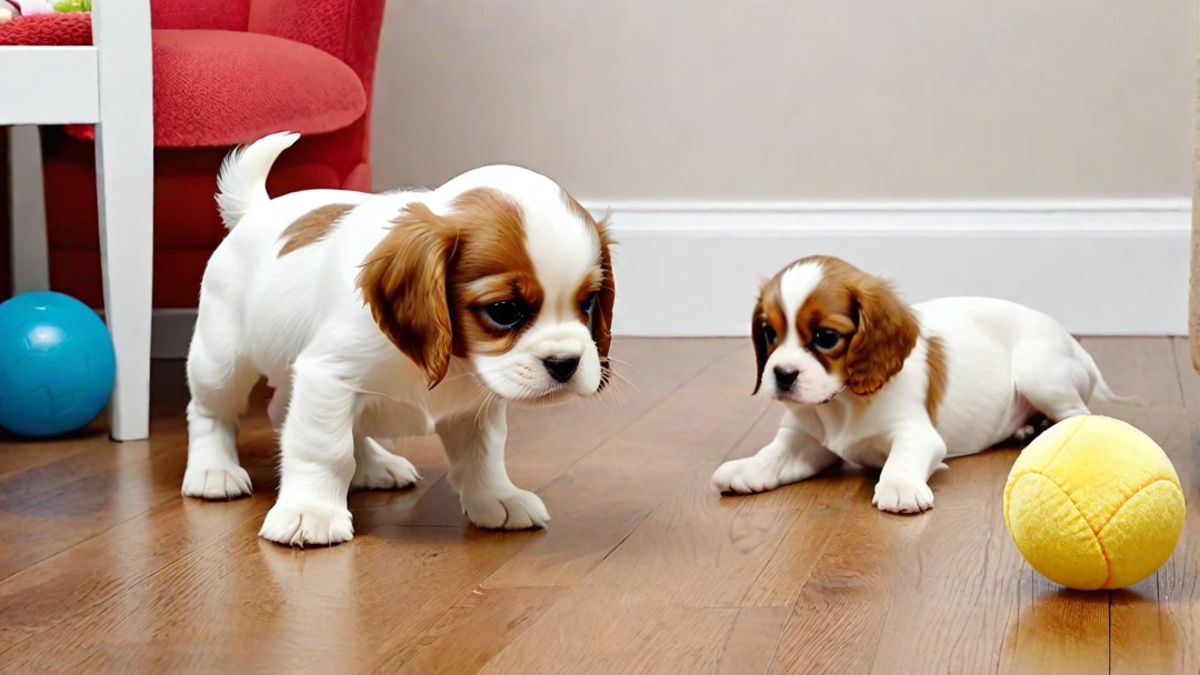 Cavalier King Charles Spaniel Puppies and Their Favorite Toys