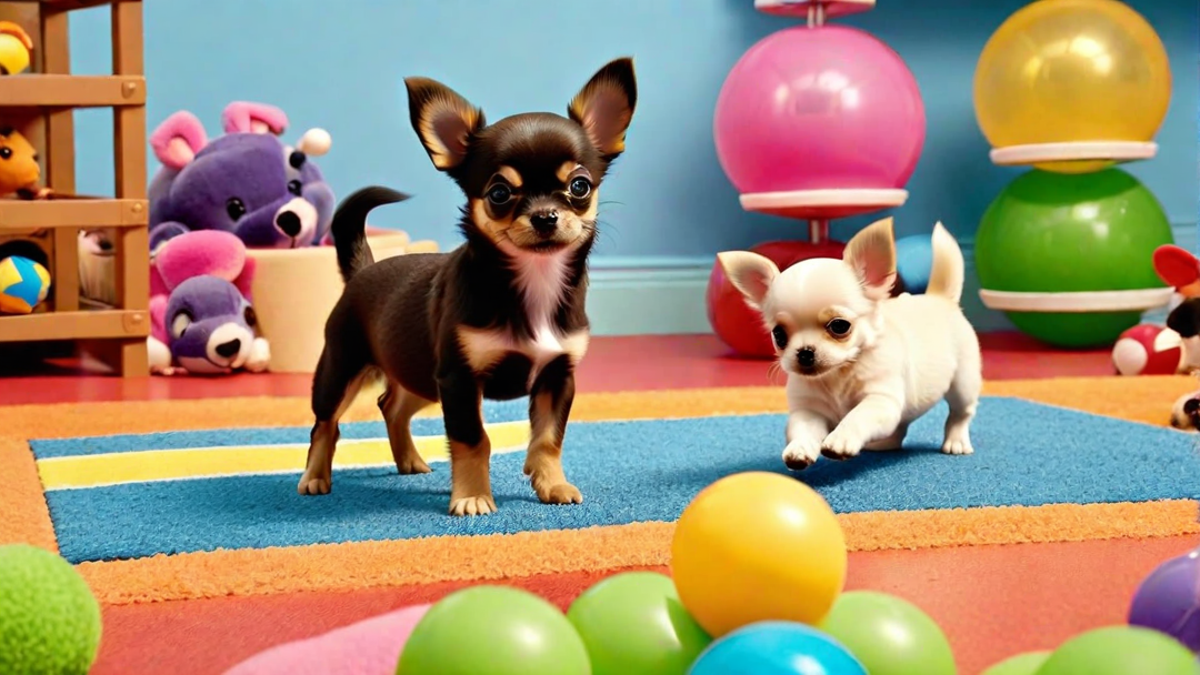 Chihuahua Puppies Playing with Their Toys