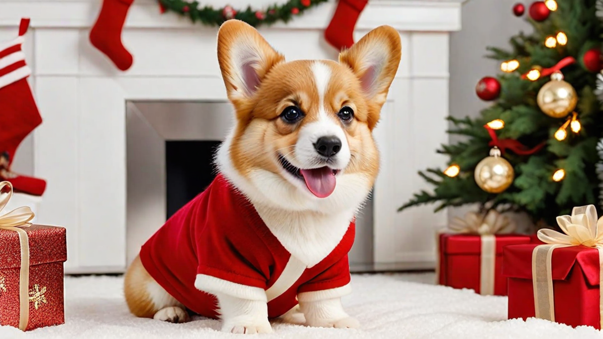 Corgi Puppies’ First Christmas