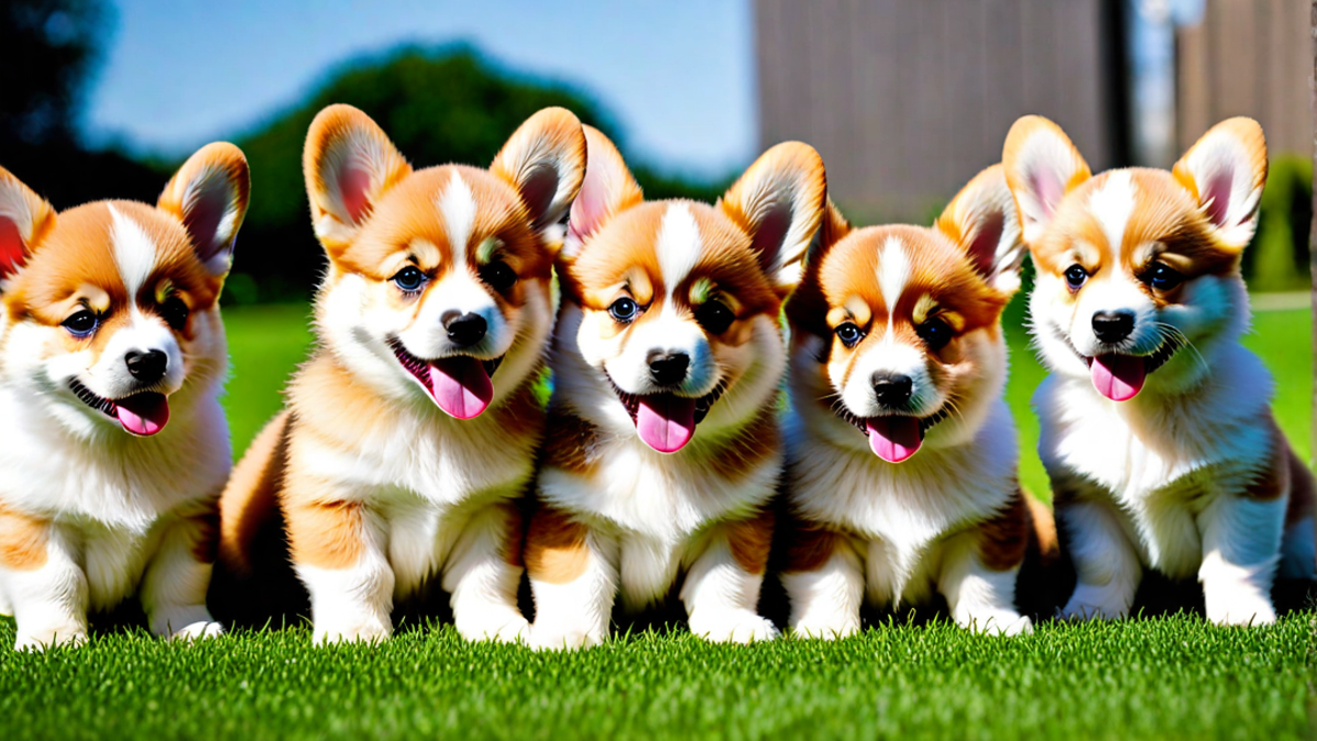 Corgi Puppies Learning to Sit