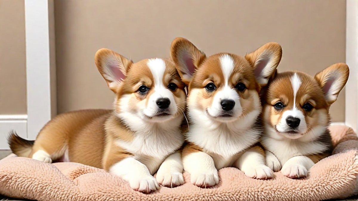 Corgi Puppies Snuggling with Each Other