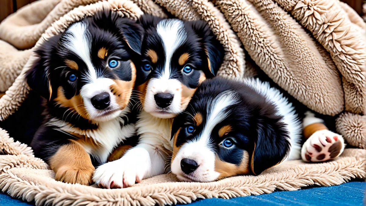 Cuddly Australian Shepherd Puppies Napping