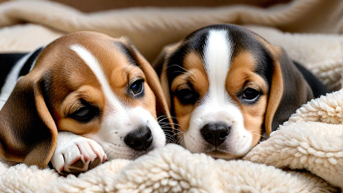 Cuddly Beagle Puppies Sleeping Soundly