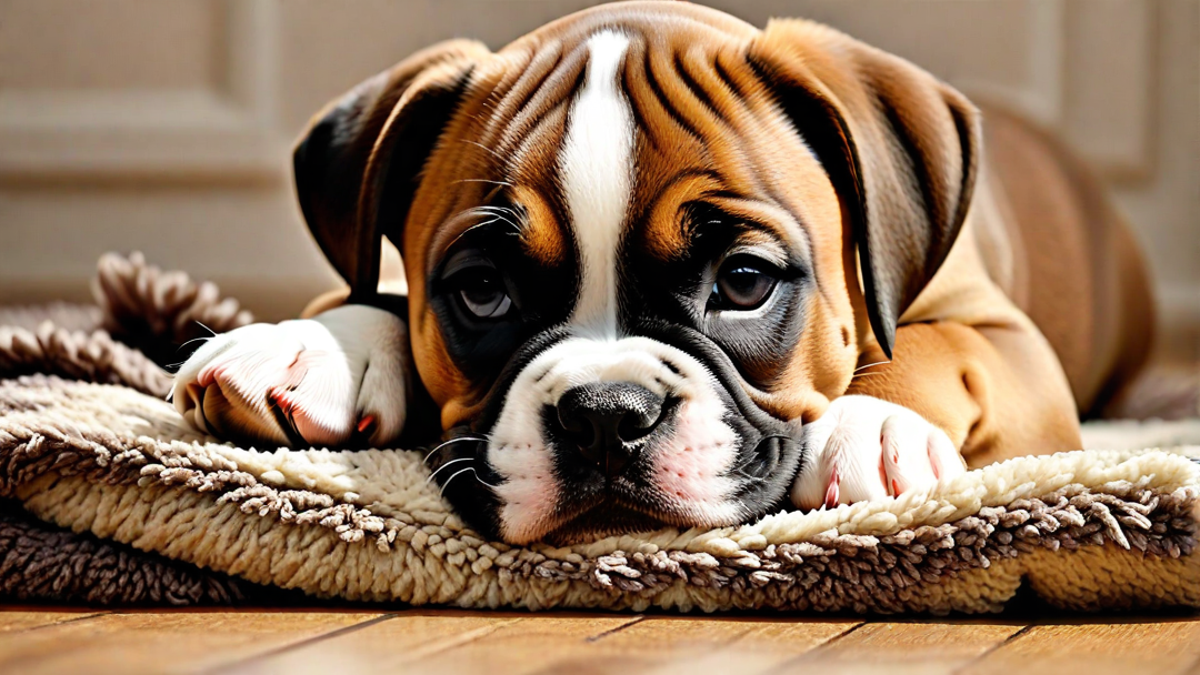 Cuddly Boxer Puppy Sleeping Peacefully