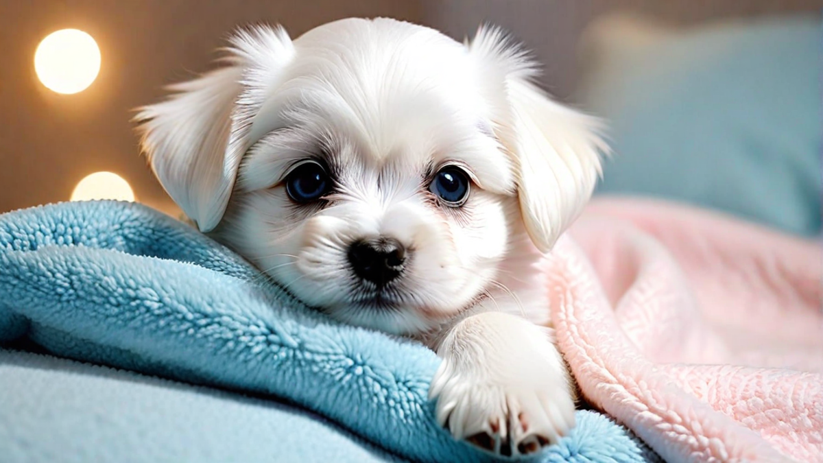 Cuddly Maltese Pup in a Soft Blanket