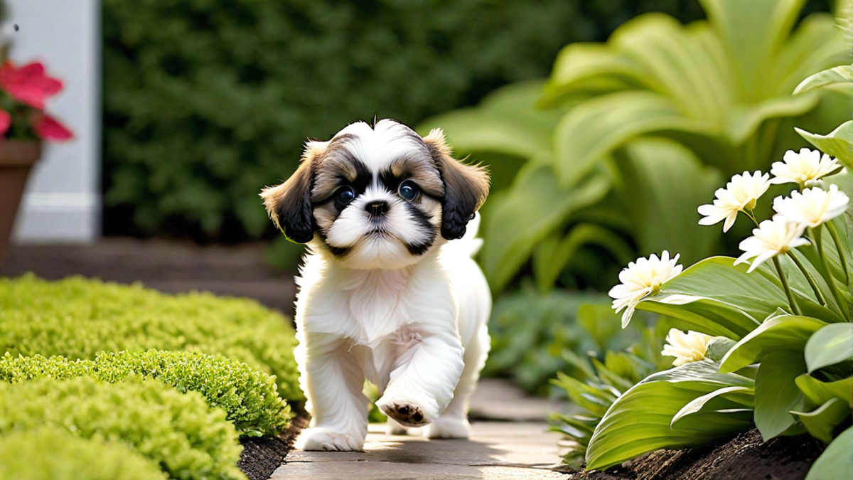 Curious Shih Tzu Puppy Exploring the Garden