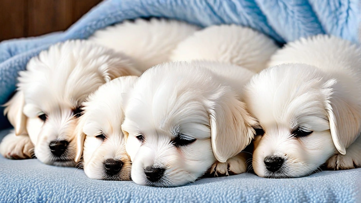 Cute Bichon Frise Puppies Taking a Nap