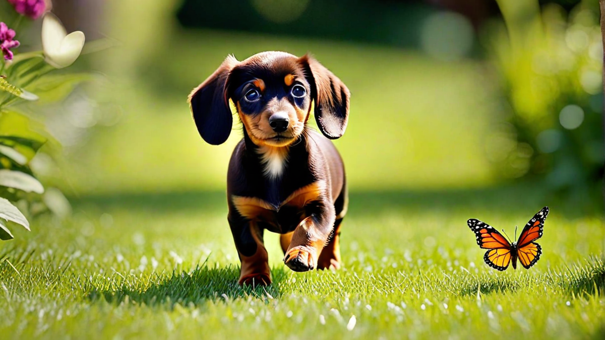 Dachshund Puppy Making a New Friend