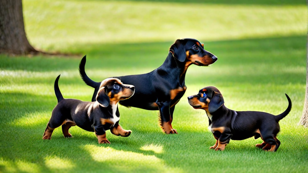 Dapple Dachshund Puppies Playing Together