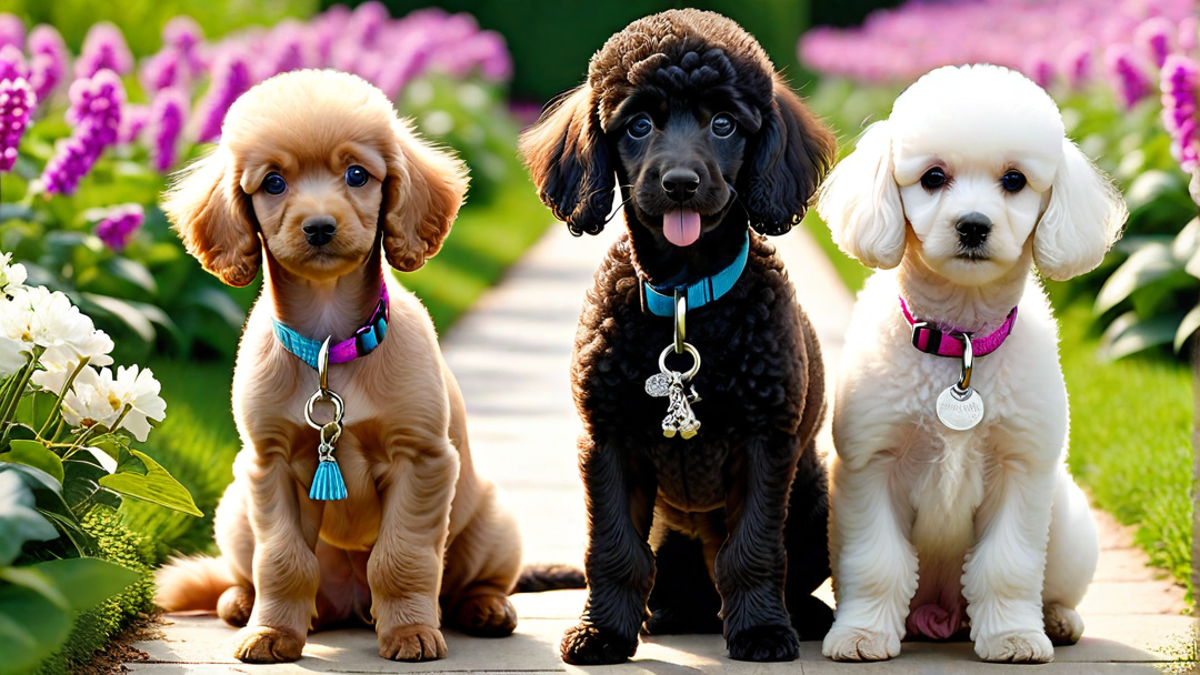 Elegant Poodle Puppies on Their First Walk