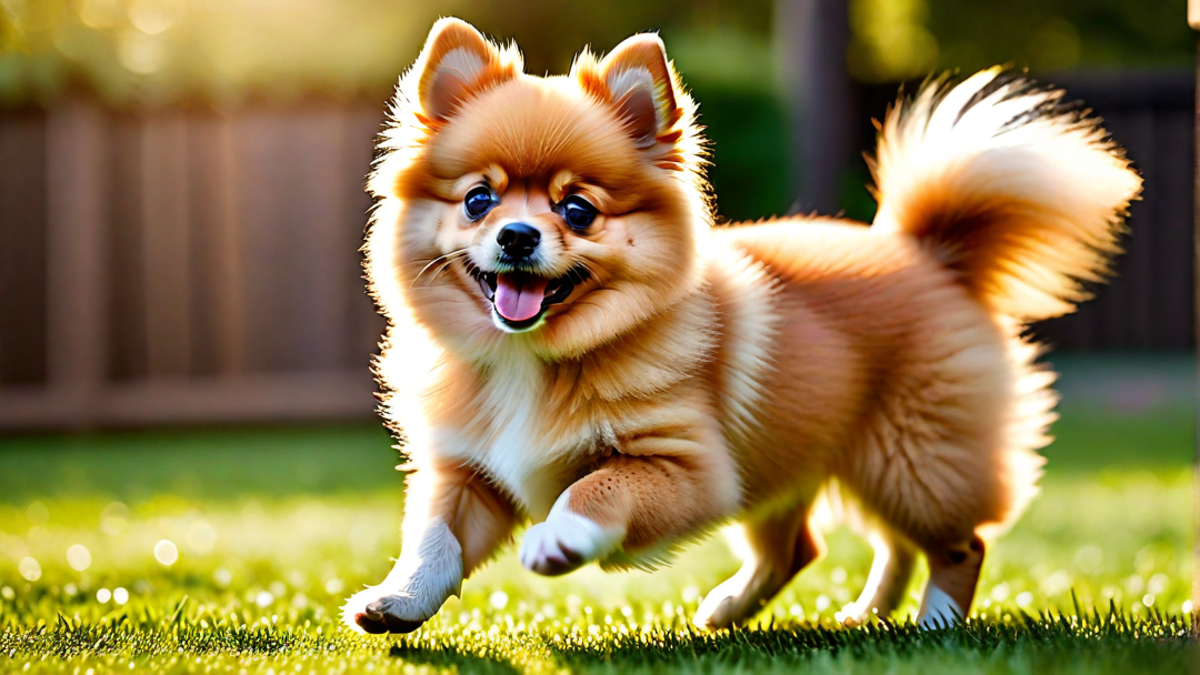 Energetic Pomeranian Puppy Jumping