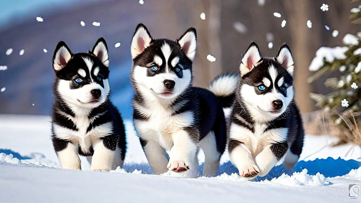 Energetic Siberian Husky Puppies at Play