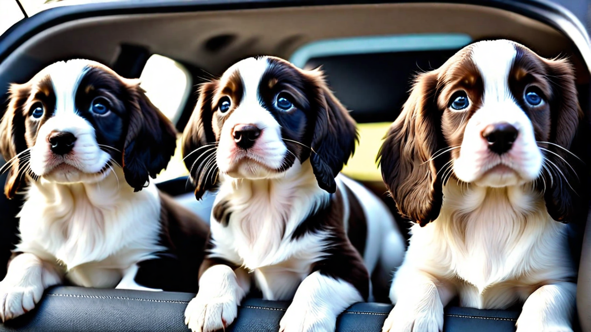 English Springer Spaniel Puppies on Their First Car Ride